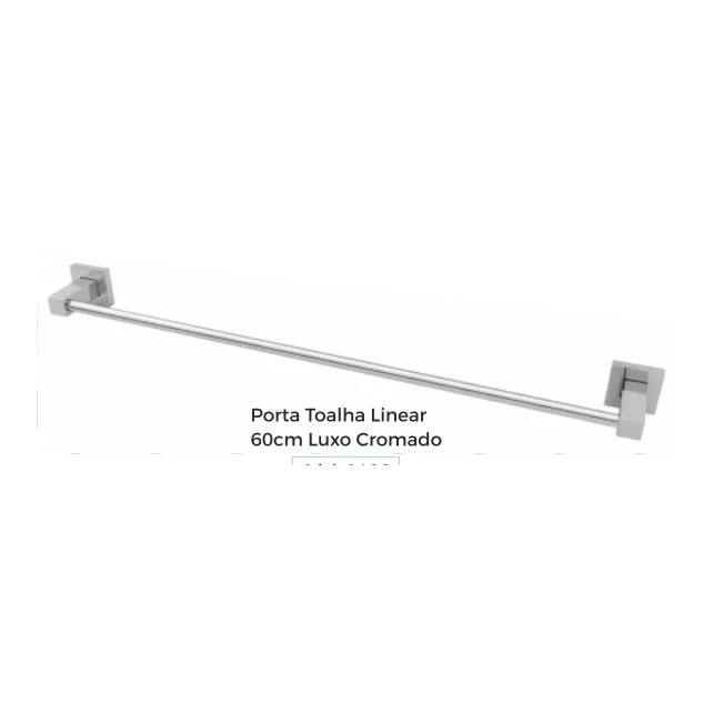 Porta Toalha Linear Quad Luxo Cromado 60CM 0428 - Metal Tech